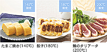 油の温度を140℃~200℃に設定可能。